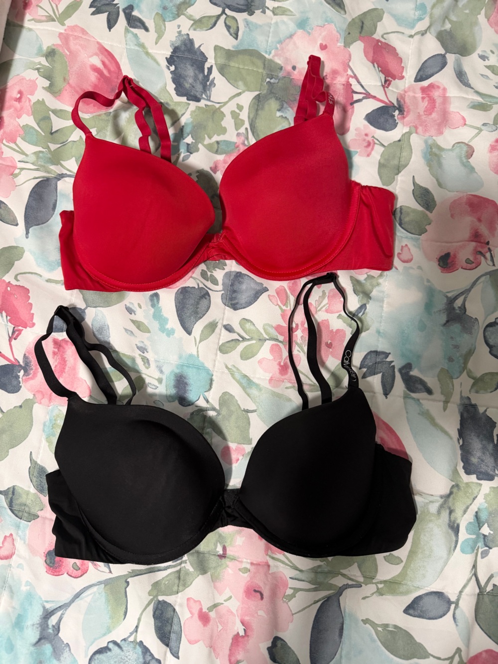 Calvin Klein Red and Black Push Up Bras